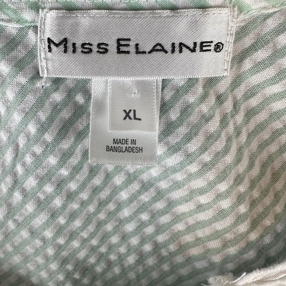 Miss Elaine Seersucker Nightgown Sz XL Striped Floral Embroidery Cottage Grandma - Picture 10 of 12
